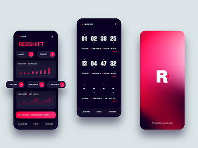 REDSHIFT App - UI/UX Case study - Launches branding design graphic design logo space ui ux vector