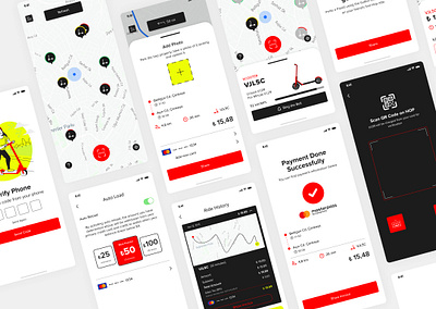 Hop Scooter Mobile App app design dynamic e scooter illustration map minimal mobile app qr scan scooter ui ux welcome welcome screen