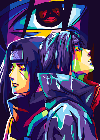 Itachi Uchiha 3d animation anime graphic design itachi kakashi killua luffy madara motion graphics naruto obito pop art poster sakura sasuke ui wpap zoro