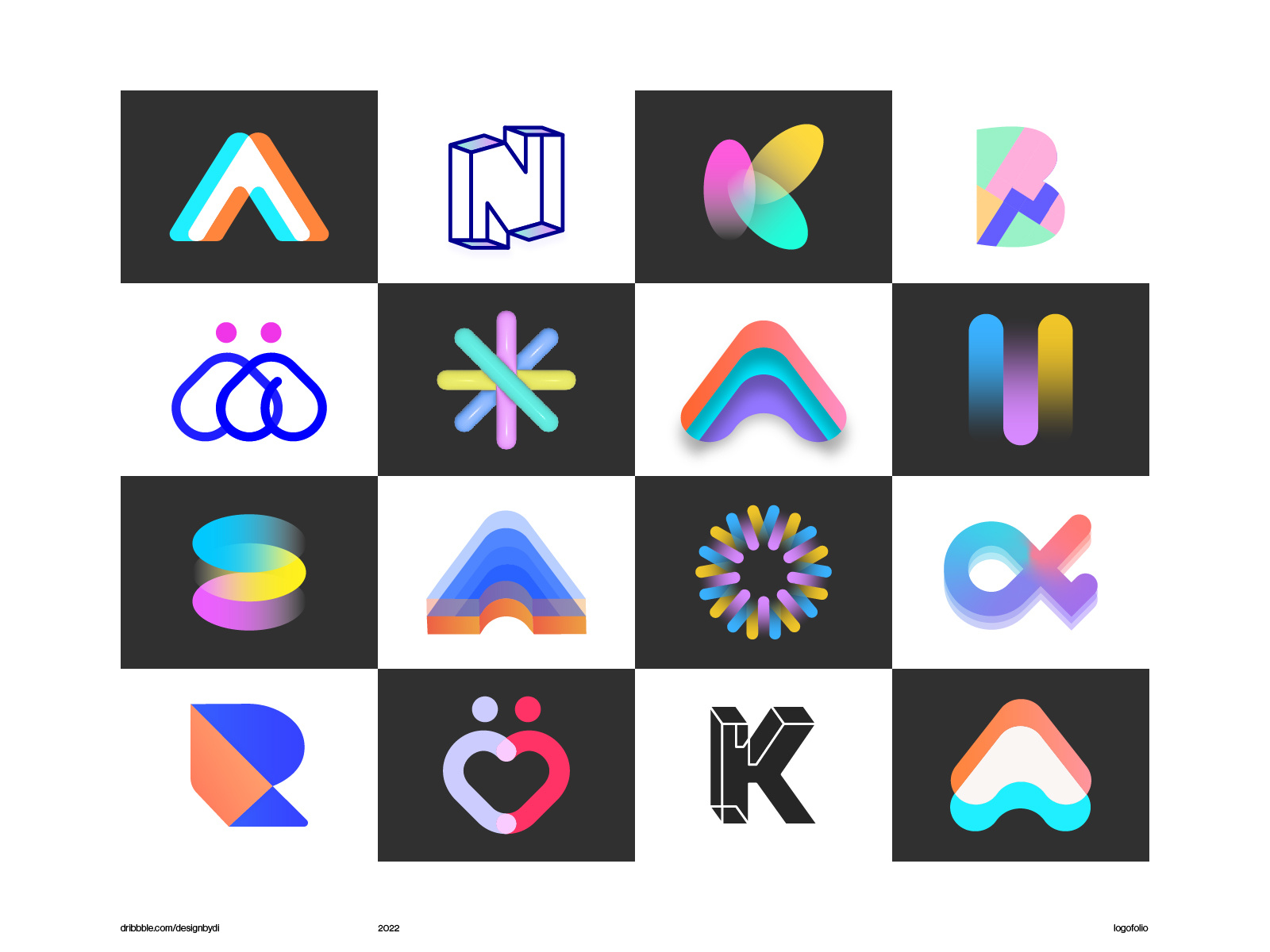 Logos collection 2022 by "designbydi" a logo alpha alphabet b logo best logos branding colorful crypto for sale identity k logo lettermark logo logo collection logofolio logos metaverse minimal n logo w logo
