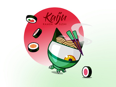 Kaiju fun design illustration kaiju monsters ramen sushi