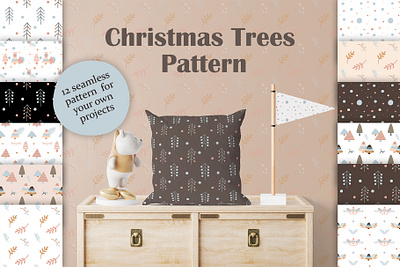 Seamless patterns textiles winter Christmas trees clipart seamless patterns for christmas