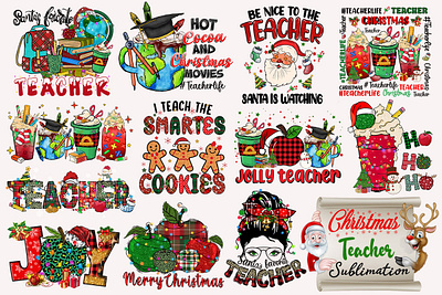 Vintage Teacher Christmas Sublimation art work buffalo png teacher christmas png teacher png