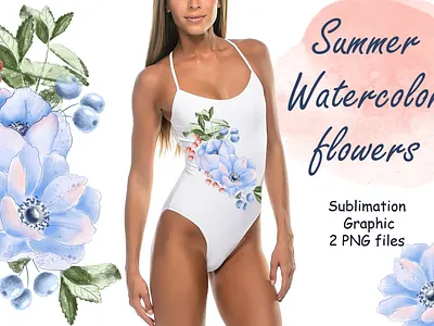 Blue Flowers Anemones Bouquet Set Sublimation Composition flower