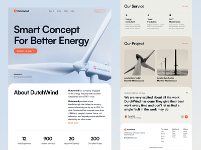 Dutchwind - Energy Landing page | Sunnyday clean concept design dutch wind earth eco web energy engineer graphic design homepage landing page manufacture panel renewable energy saving tech technology ui ux website