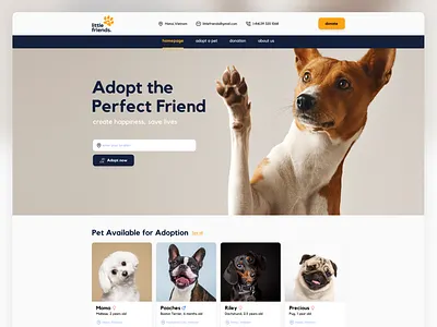 Little Friends Website UI app design graphic design illustration landing page ui ux vector web website