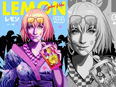 Lemon Geisha drawing illustration illustrator japan japanese lemon logo pop art poster summer surreal tshirt typography vector visual wall art wallpaper