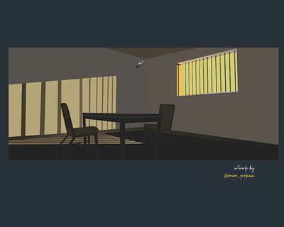 The Room 2d bandung branding cctv chair concept confession daily design detective empty flat graphic design illustration indonesia investigation justice movie room vector
