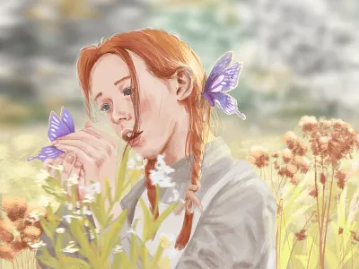 Anne of Green Gables - Fanart Illustrator Portrait 2d illustration anne anne with an e art artwork bitmap character digital art digital drawing digital painting drawing fanart illustration landscape nature painting potrait procreate serial movie sketch