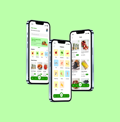 Fruigie Groceries App branding design figma groceries mobile app theme ui ui design user interface