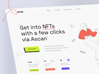 Ascan - Learning NFT and the crypto world 2d clean crypto design exchange finance illustration landing modern nft startup trend ui ux web web design website