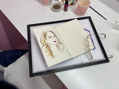 Argenzio at Paperchase X Jacqueline Bissett fashion illustration instore live art live event drawing portraits stationery