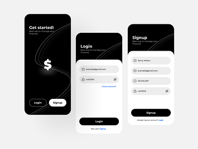 Signup & Login app design dribbble finance app login login and signup login ui login ux mobile app signup signup ui signup ux splash screen splashscreen ui uidesign ux visual visual design visualdesign