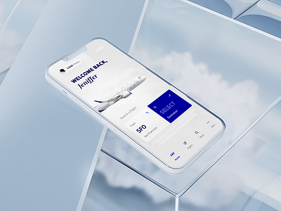 Scandinavian airlines home screen 3d aircraft airlines apple blue booking clean clouds color dashbaord flights home ios iphone main navigation sas toolbar ui ux