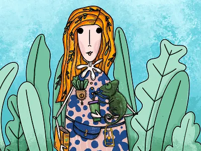 Сhameleon chameleon child illustration girl graphic design illustration magazine illustration procreate