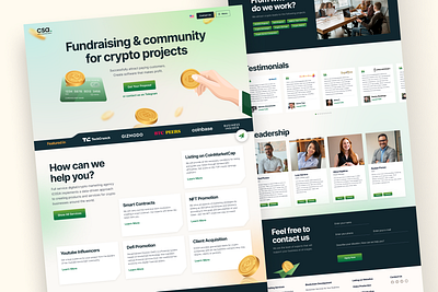 CSA - Crypto Project community crypto design green illustration landing page minimal project ui web