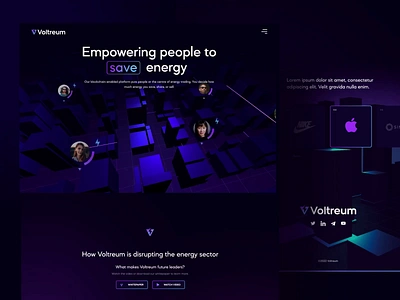 Voltreum blockchain design desktop energy share homepage nft ui ux voltreum web design web3 website