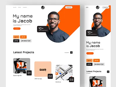Jacob - Personal Portfolio Website creative cv cv design developer freelancer minimal minimalist personal personal project portfolio portfolio landing page portfolio website resume resume clean resume template ui web design webflow website