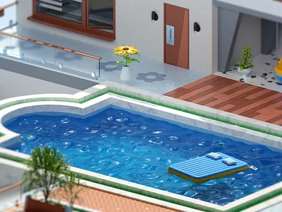 Luxury villa: V 3d apartments blender chill cycles detail flower home illustration isometric lux luxury pool relax remote summer sun ukraine villa water