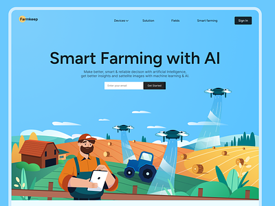 Smart Agriculture website agriculture ai crop farm house farmer farming homepage illustration machine learning smart agriculture smart farming web web design