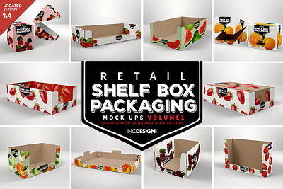 Retail Shelf Box Packaging Mockups1 boxes cardboard carriers carton corrugated customize fruit grocery kraft mocku mockup packaging paper retail shelf shelf box shelves supermarket wholesale