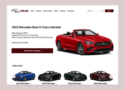 Car landing page car hero landing site ui