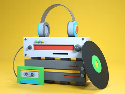 Music 3d 3d design 3d designer art blue cinema 4d circle cube design disc ear earphone graphic design green illustration music radio red ui