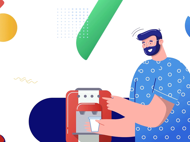 Surprise 2d aftereffects animation bilderish characters coffee coworker creative design explainer graphic design illustration motion motion graphics studio surprise video work