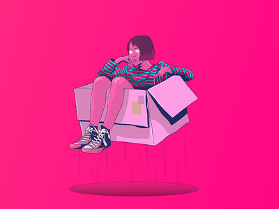 Powerless Girl abstract art box depresion depressed digital digital art drawing flying girl hovering illustration in box vector woman
