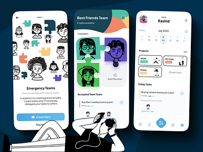 DoGether 3d adobexd animation app branding calendar design graphic design illustration logo member motion graphics task team to do todo list trello ui ux vector