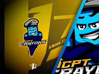 CPT Crayons army barret blue branding captain crayon design designer flat design illustration logo logo sport mascot pen soldier vector yellow