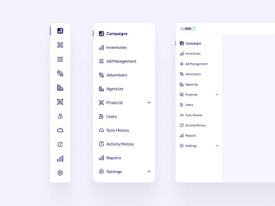Sidebar Navigation application bar menu navigation retail sidebar ui ux web