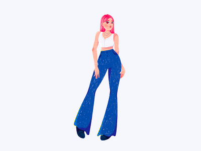 Self portrait blue character characterdesign clothes comercial design fashion flat girl girldesign human illustration minimal modern person pink pinkhair portrait