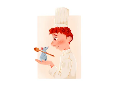 Ratatouille animal character characterdesign chef comercial cooking design disney disneycharacter flat illustration kitchen minimal mouse rat ratatouille restaurant small smallchef spoon
