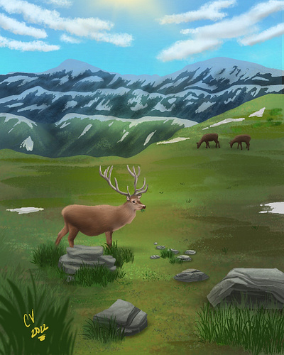 The Alpines Backdrop Illustration animal backgound backgroundart illustration nature