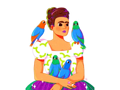 Frida Khalo character characterdesign colors comercial design dress flat frida girl illustration khalo masterpiece minimal painter