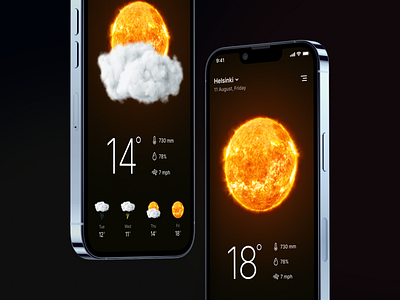 Weather app dark mobile ui weather app