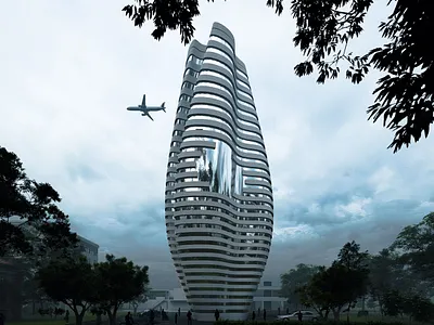 Render of a Parametric Skyscraper 3d animation architecture architecture visualization design illustration logo modelling motion graphics rendering