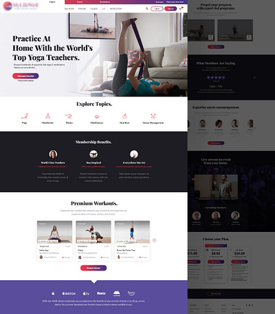 Yoga Landing Page app concept branding color designer illustration logo