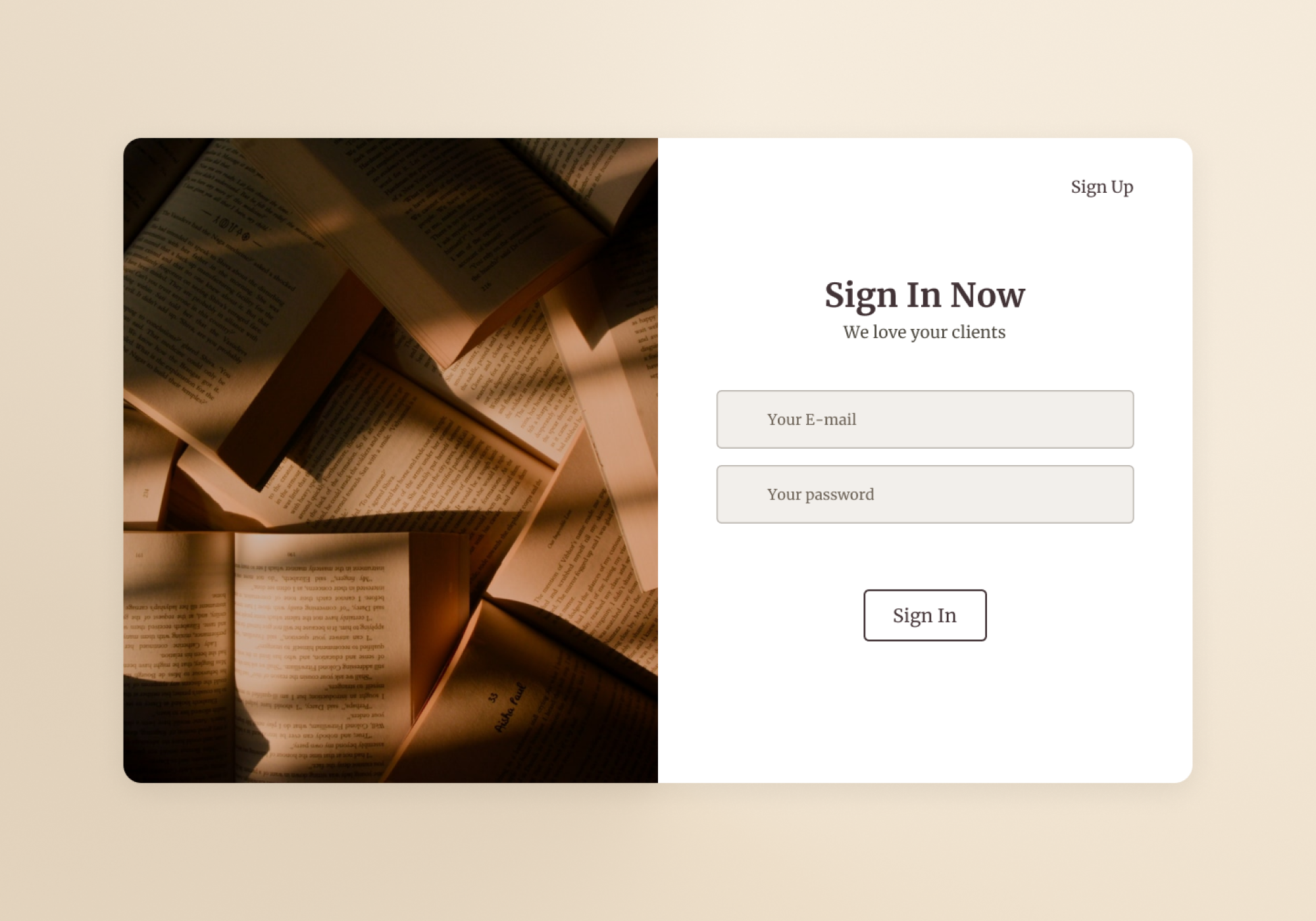 Example of Login page for online library