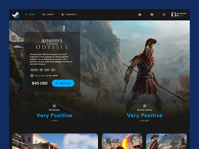 Steam Redesign design gamer games redesign steam ui