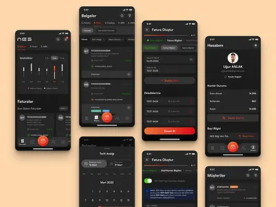 NES Finance App - Dark Mode dashboard finance fintech invoice line chart mobile nes transform