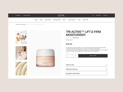 ESPA Cosmetic E-commerce Website ecommerce ecommerce design ecommerce ui ecommerce website minimal online shop online store skincare website trendy ui ui ui design ui ux ux web design website ui