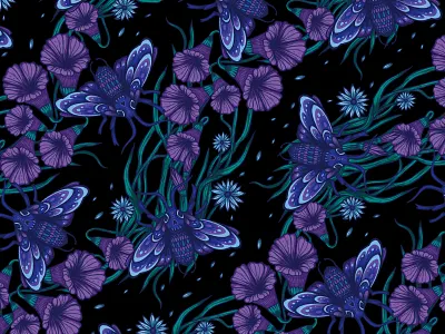 Dusty Moth botanical illustration drawing fabric prints floral pattern flowers illustration gothic print graphic design halloween pattern hand drawn handmade illustration packaging design pattern pattern design pattern insects seamless pattern textile design textile pattern trendy patterns wallpaper design