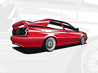 Audi Coupe Quattro 80s art audi automotive b2 car classic coupe design drawing illustration logo machine oldschool retro unique vector
