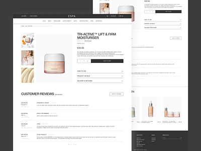 ESPA E-commerce Product Card cosmetics cosmetisc design ecommerce ecommerce ui ecommerce website minimal skincare ui ui design ui ux ux web design web ui website design