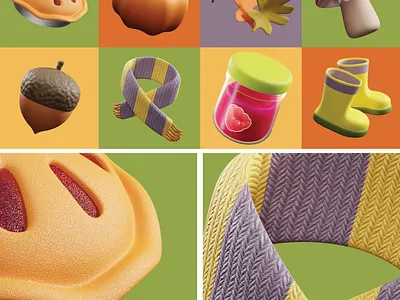 Autumn Icon Set autumn blender icon icon3d icons