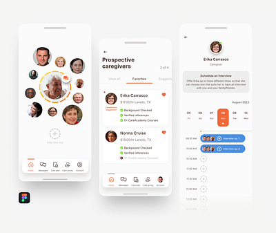 Care givers app idea app branding care care giving caregiver figma graphic design interface ui