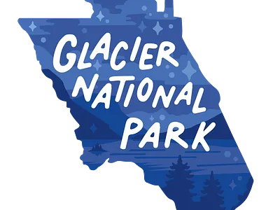 Illustrated Glacier National Park Sticker design glacier illustration lake montana mountains national park nature outdoors public land recreation travel wildlife