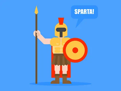 Sparta warrior character design digital art drawing flat design graphic design illustration illustration 2d logo ui vector vector art vector illustration